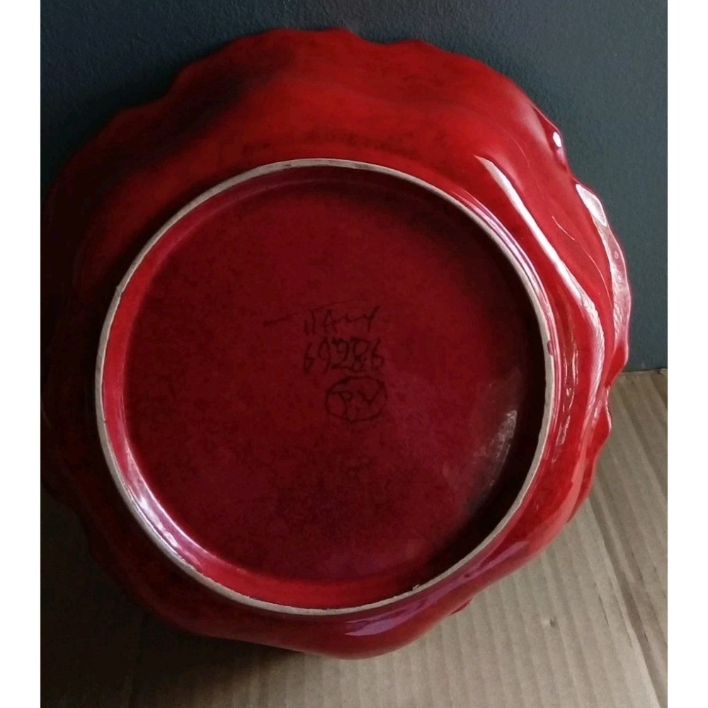 Vintage Italy Pottery Red Glazed Bowl Decorative‎ Fruit Dish Serving - Picture 2 of 5